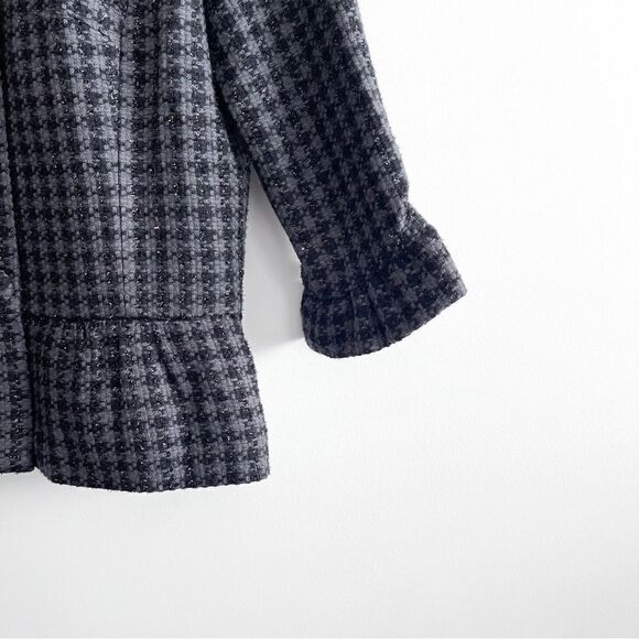 Mossimo Jacket Houndstooth Women's M Black Gray Silver Plaid Twill Blazer Lined - Picture 3 of 9